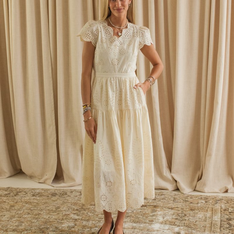 Lucille Eyelet Maxi Dress - Ivory